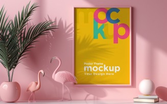 Poster Frame Mockup with Vases and Decorative Items 20