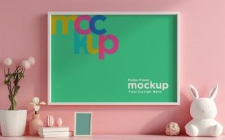 Poster Frame Mockup with Vases and Decorative Items 23