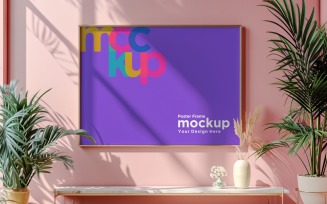 Poster Frame Mockup with Vases and Decorative Items 24