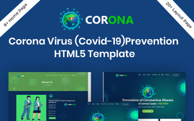Corona (Covid-19) Webbplatsmall för förebyggande av HTML5 Bootstrap