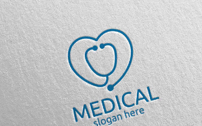 Modèle de logo Love Cross Medical Hospital Design 101