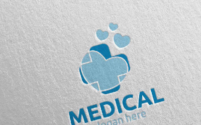 Modèle de logo Love Cross Medical Hospital Design 89