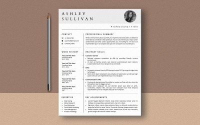Modèle de CV fonctionnel Ashley Sullivan Ms Word