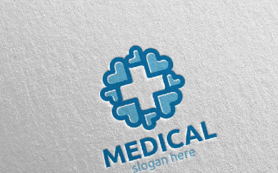 Modèle de logo Love Cross Medical Hospital Design 88