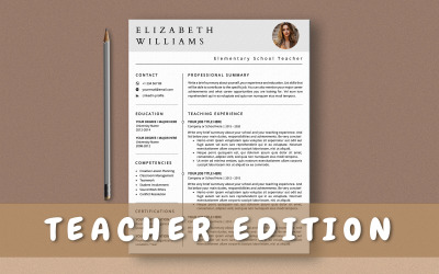 Modello di curriculum per insegnanti di parole di Elizabeth Williams Ms