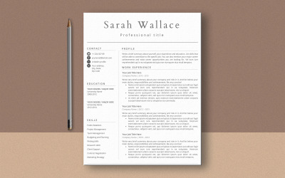 Plantilla de currículum vitae de Sarah Wallace Ms Word