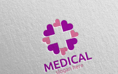 Шаблон логотипа больницы Love Cross Medical Design 87