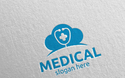 Modèle de logo Cloud Cross Medical Hospital Design 105