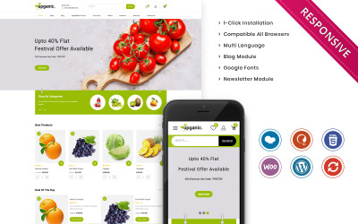 Reszponzív Upganic - The Mega Grocery Store Premium WooCommerce sablon 100118