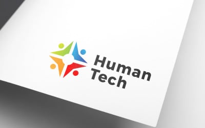 Design del logo colorato della tecnologia umana