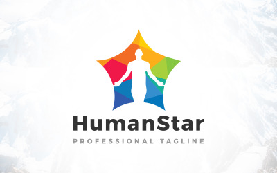Diseño creativo de logotipo humano de estrella saludable