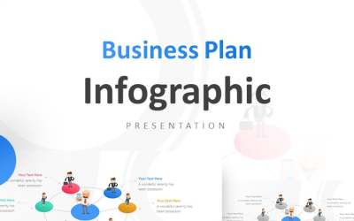 Podnikatel drží Smartphone Infographic prezentace PowerPoint šablony