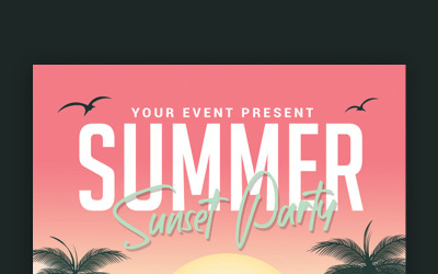 Sommar Sunset Beach Party - mall för företagsidentitet