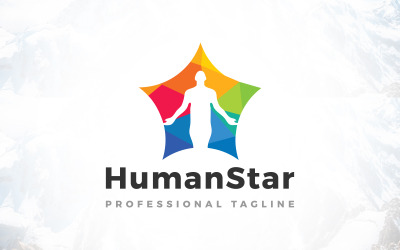 Tıbbi Sağlık Zindelik Yıldızı İnsan Logosu Tasarımı