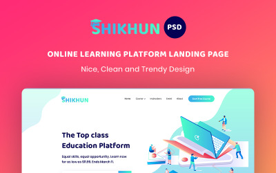 Online tanulási platform céloldal PSD sablon
