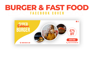 Plantilla de redes sociales para portada de Facebook de hamburguesas y comida rápida
