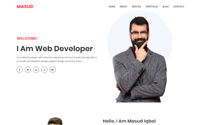 Reszponzív Masud Personal Portfolio Nyítóoldal sablon 100362