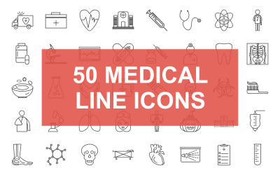 Conjunto de iconos de línea médica negra