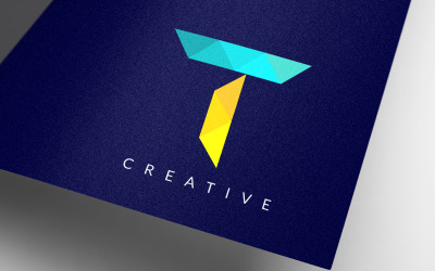 Креативный цифровой дизайн логотипа буква T