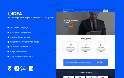Idé - Multifunktionell responsiv HTML-webbplatsmall