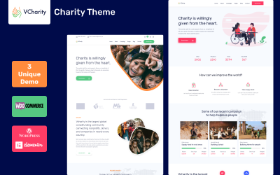 "vCharity - Nonprofit Charity" Responsive WordPress thema №100522