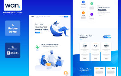 "Wan - IT Software Service & Agency" - bootstrap WordPress шаблон №100554