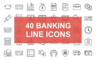 30 Banklinien-Schwarz-Icon-Set