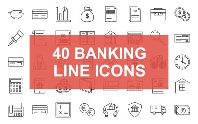 30 banklinje svart ikonuppsättning