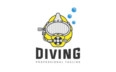 Design de logotipo para capacete de mergulho subaquático