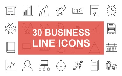 30 İşletme Yönetimi Satırı Icon Set