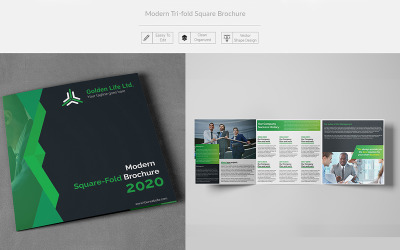 Moderne dreifach gefaltete quadratische Broschüre - Corporate Identity Template