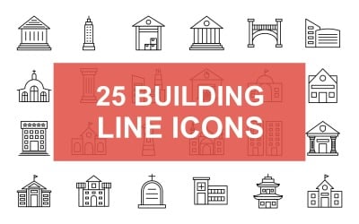 25 rooilijn Icon Set