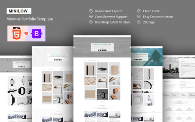 Modelo Bootstrap 5 de Portfólio Criativo Minilow