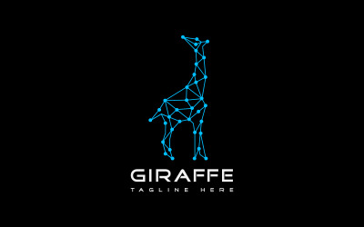 Diseño de logotipo de tecnología de animales con inteligencia artificial y tecnología de jirafas