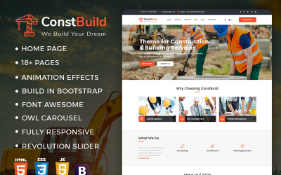 ConstBuild: Websitesjabloon voor bouwen, bouwen en renoveren