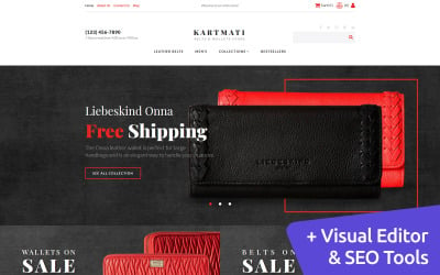 Kartmati - lederwaren en accessoires MotoCMS e-commercesjabloon