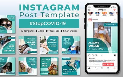 Stop Covid 19 - Instagram Post Template for Social Media