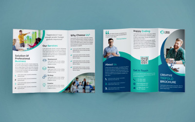 Trifold broschyrdesign - mall för företagsidentitet