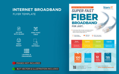 Флаер по продвижению широкополосного доступа в Интернет - шаблон фирменного стиля