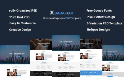 Reszponzív Badalkot - Multipurpose Corporate PSD sablon 101384