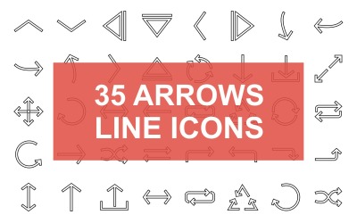 Conjunto de ícones de 35 linhas de setas pretas