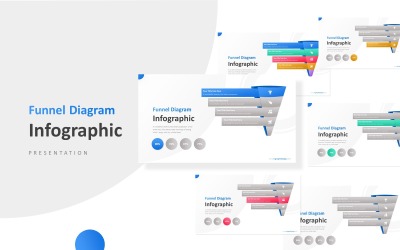3D tölcsérdiagram ikonokkal Infographic bemutató PowerPoint sablon