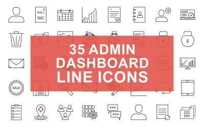 35 Admin Dashboard Line Black Icon Set