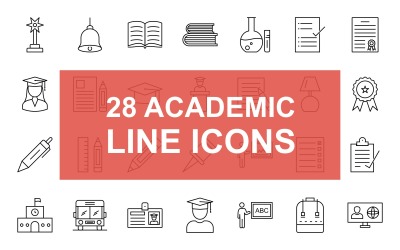 28学术线黑色图标集