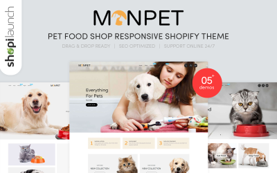 Monpet - Duyarlı Evcil Hayvan Yiyecek Mağazası Shopify Teması