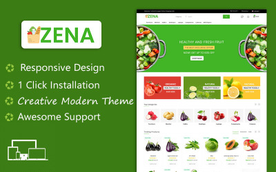 Шаблон OpenCart для многоцелевой темы Zena Organic and Grocery №101809