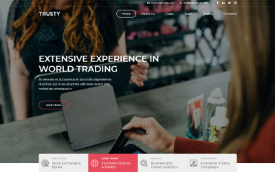 "Trusty - Business company responsive" - bootstrap Шаблон цільової сторінки №101808