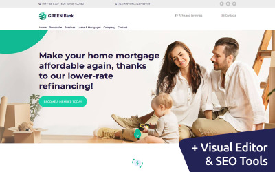 Zöld bank céloldal sablon