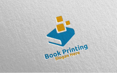 Kitap Baskı Şirketi Vektör Tasarım Logo Şablonu