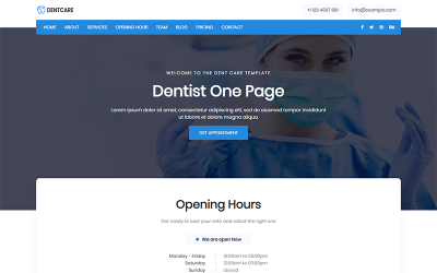 Dent Care - HTML5 Landing Page Template für Zahnärzte